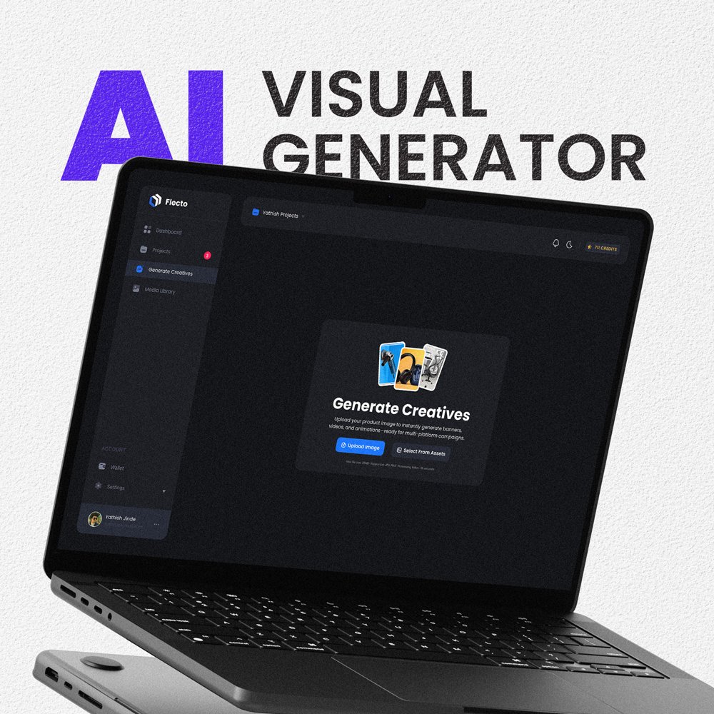 Flecto AI visual generator on a laptop