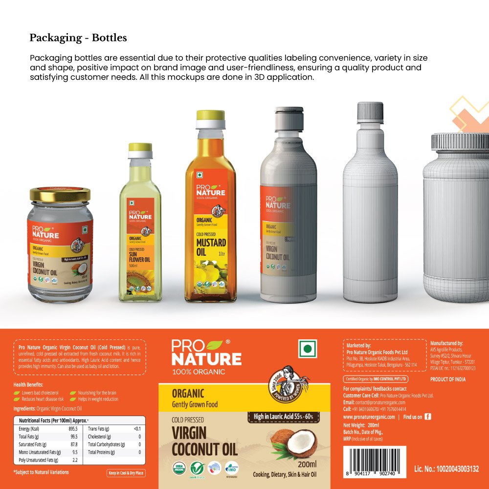 Pro Nature brand identity: Bottles.