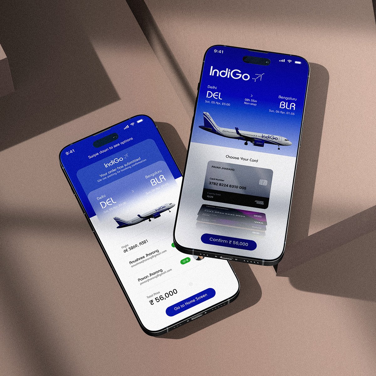 IndiGo flight booking motion UI