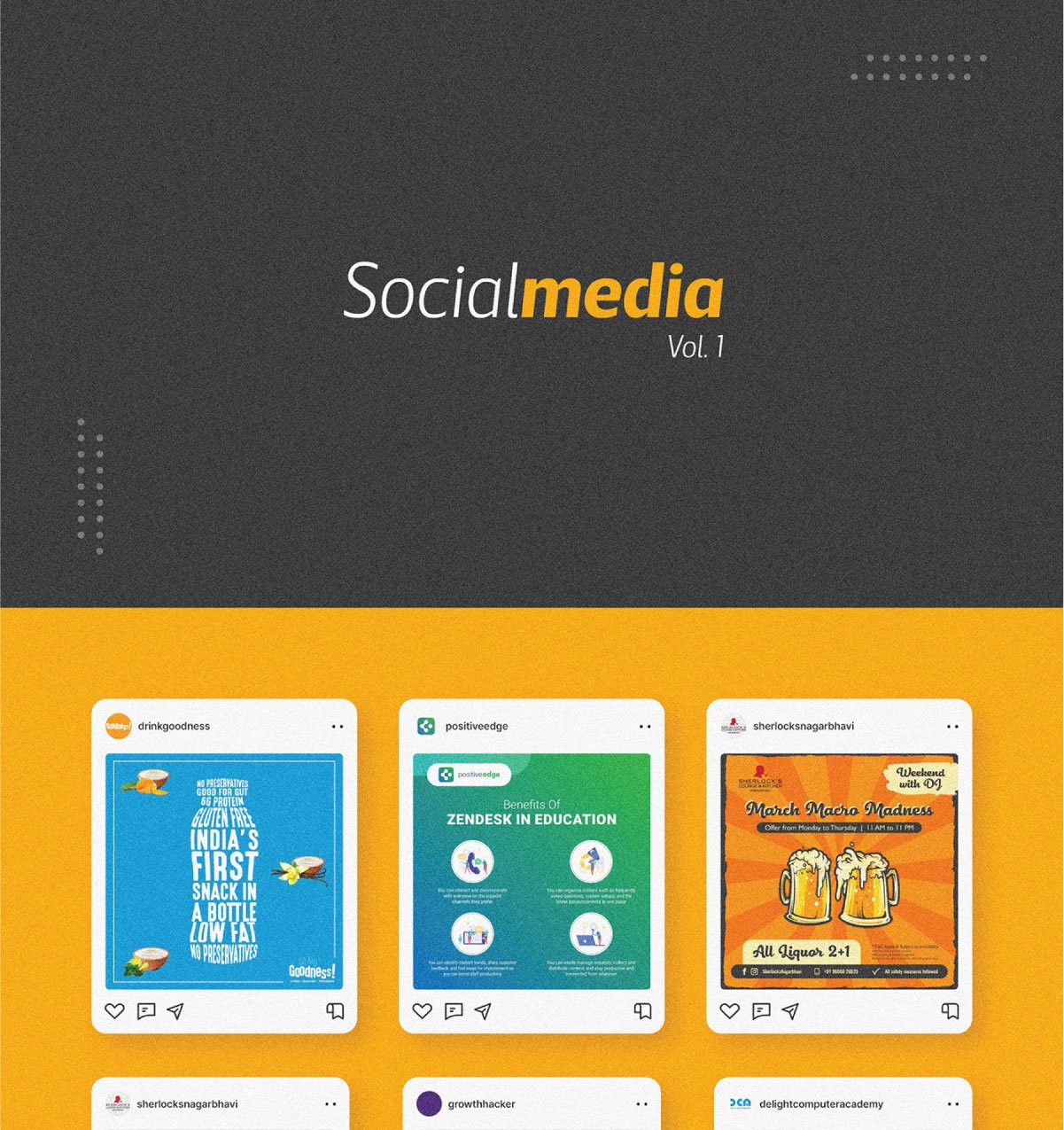 Social media showcase volume 1, board 1 of 4.