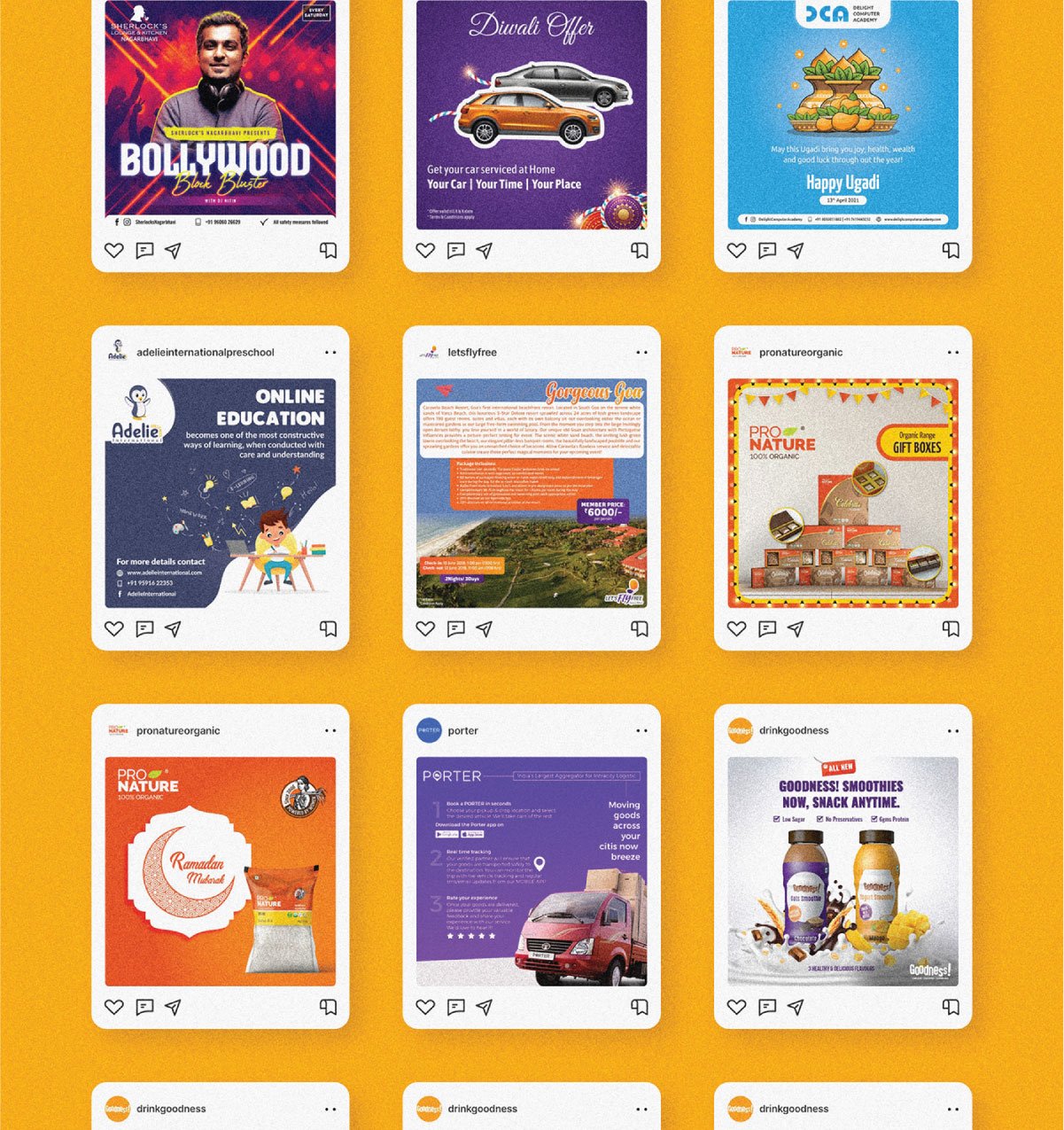Social media showcase volume 1, board 2 of 4.